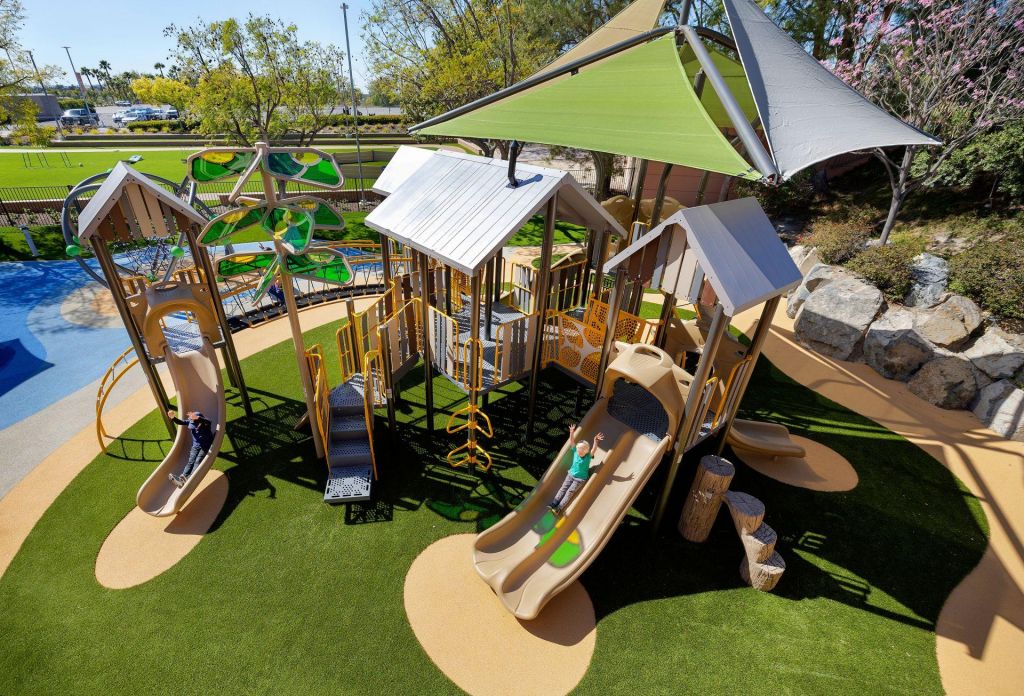 Shade over playground structure at church and faith youth playground